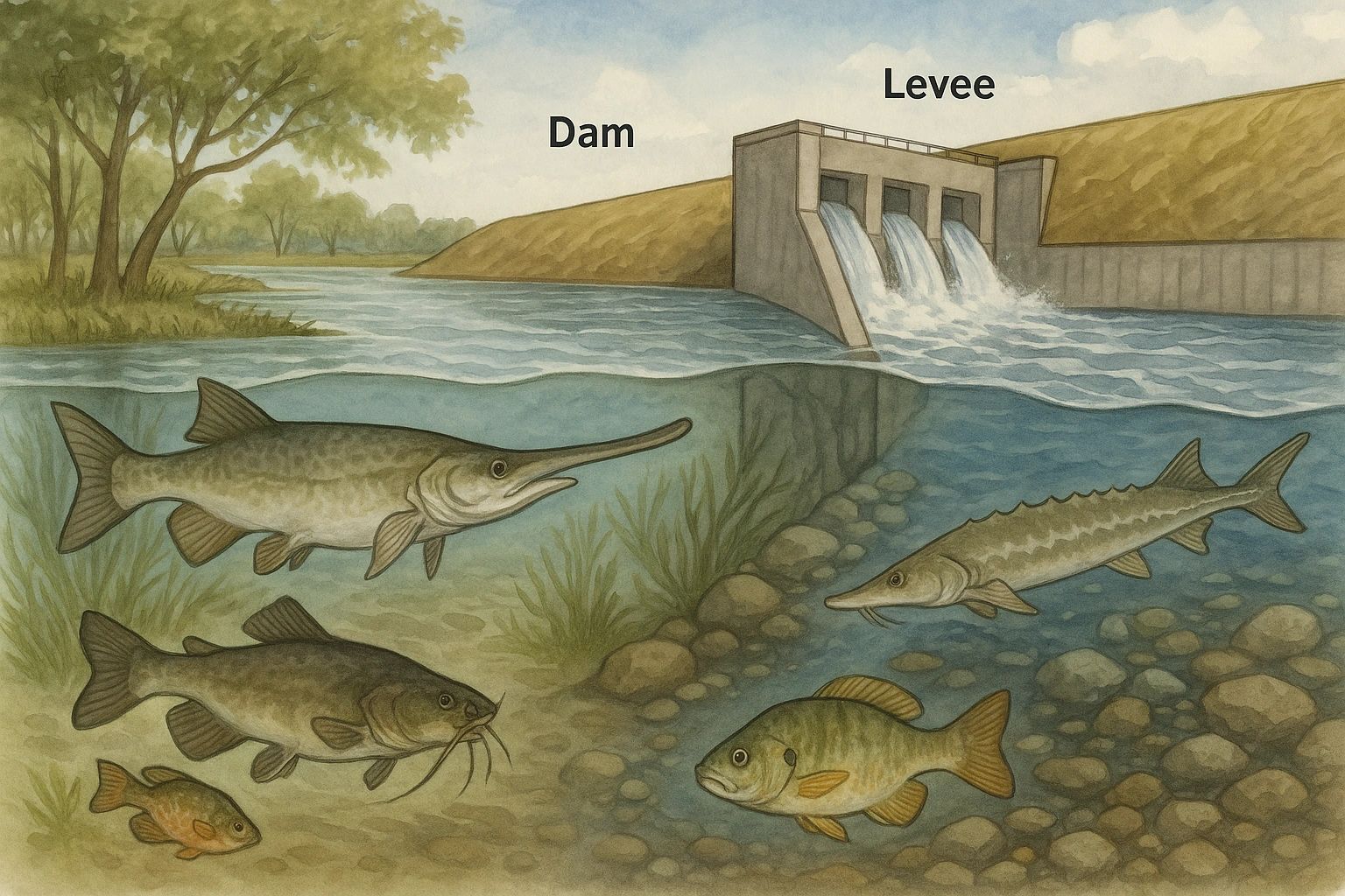 Levees and Dams vs Fish of the MS