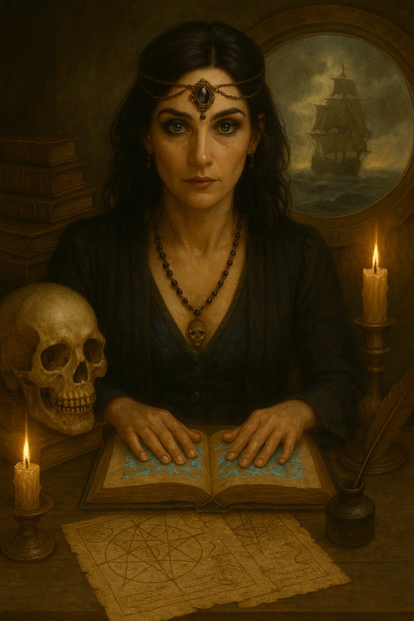 Rebecca, the “Madam Chronicler,” at her chart table